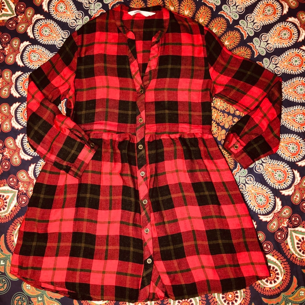 PLAID SHORT BUTTON DRESS